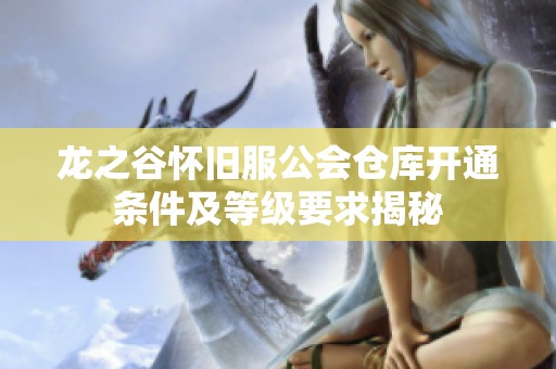 龙之谷怀旧服公会仓库开通条件及等级要求揭秘